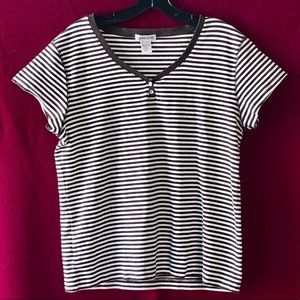 Chico’s Striped Short Sleeve Shirt